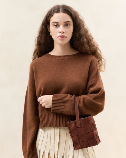 Women Loeffler Randall Laith Espresso Suede Bucket Bag