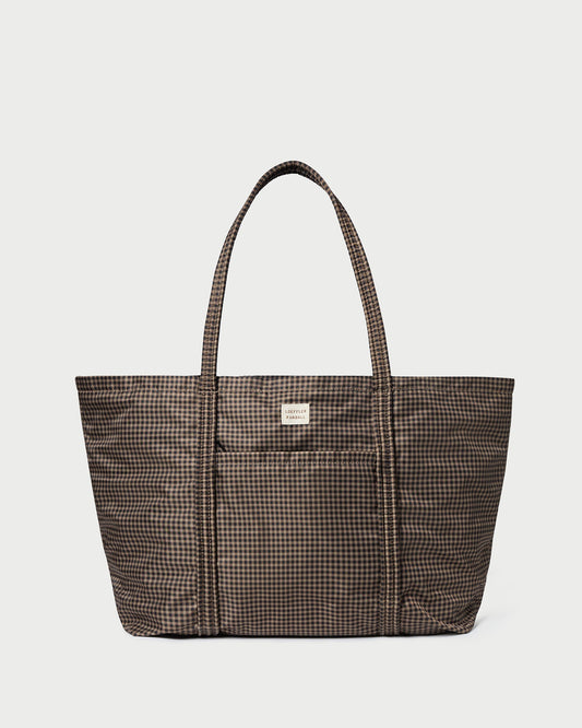Women Loeffler Randall Dina Brown/Black Check Travel Tote