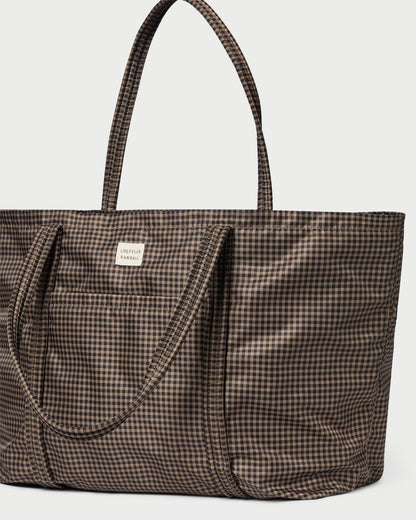 Women Loeffler Randall Dina Brown/Black Check Travel Tote