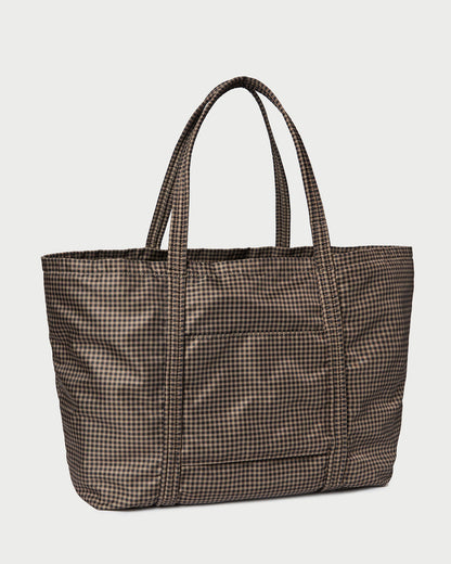 Women Loeffler Randall Dina Brown/Black Check Travel Tote