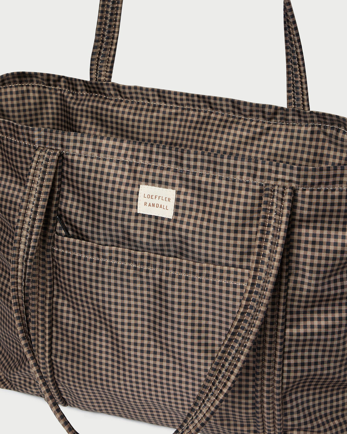 Women Loeffler Randall Dina Brown/Black Check Travel Tote