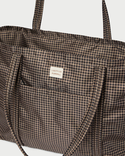 Women Loeffler Randall Dina Brown/Black Check Travel Tote