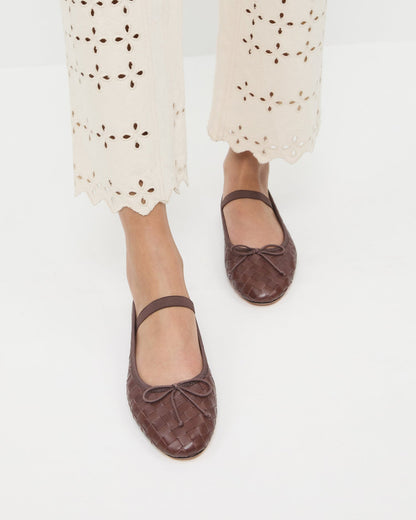 Women Loeffler Randall Leonie Espresso Woven Ballet Flat