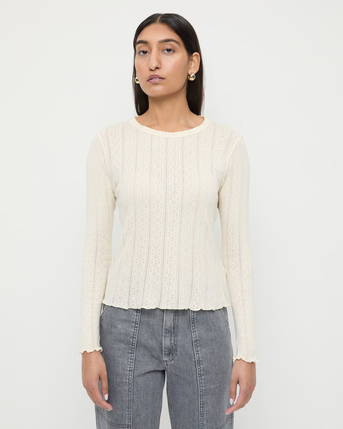 Women Loeffler Randall Lolo Pointelle Long-Sleeve Tee
