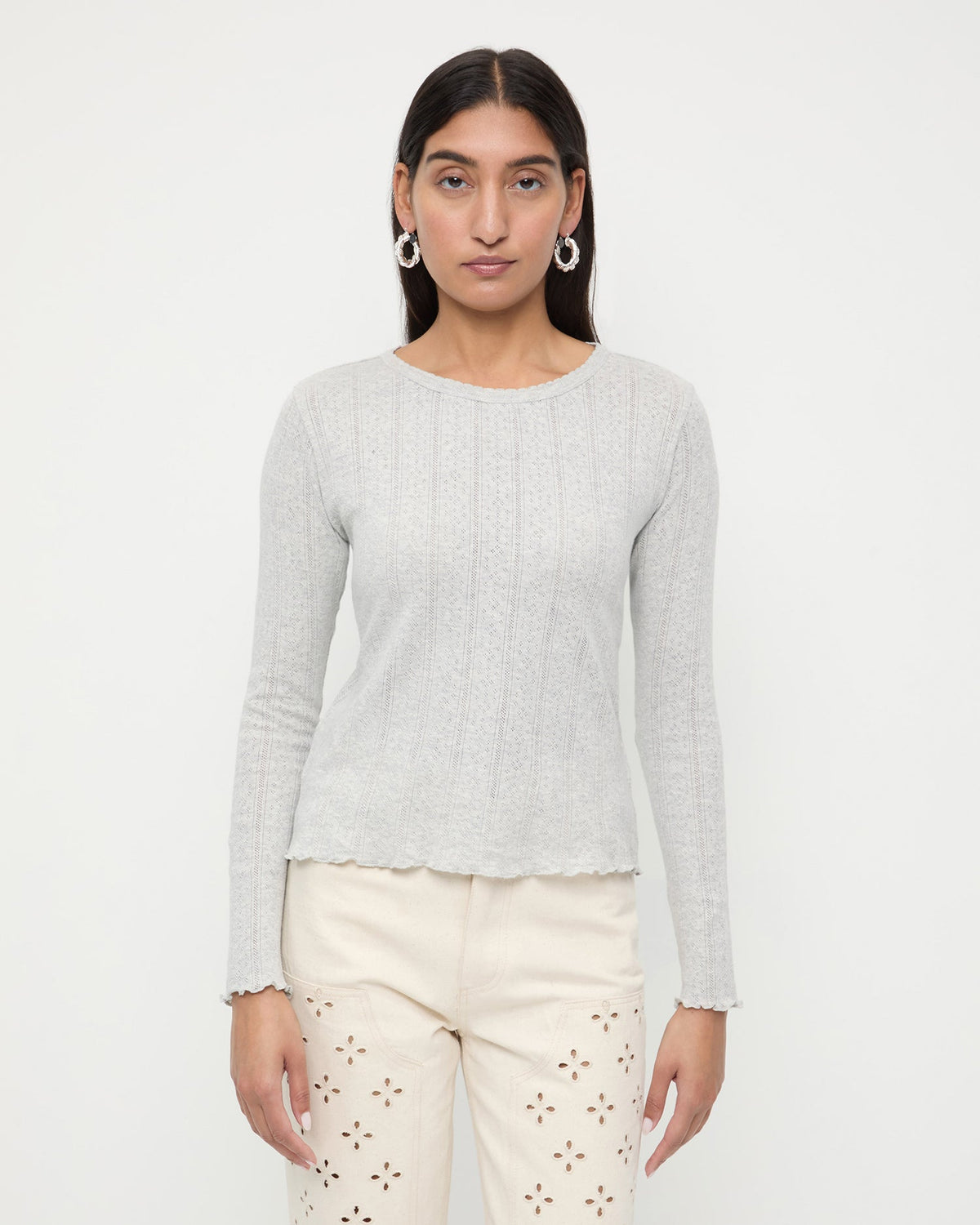 Women Loeffler Randall Lolo Pointelle Long-Sleeve Tee