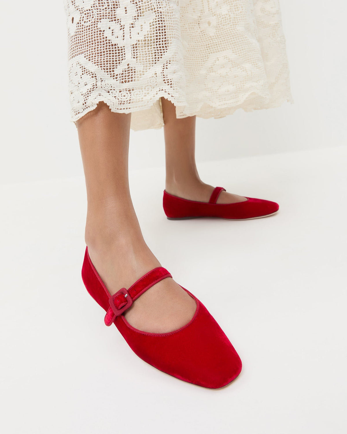 Women Loeffler Randall Ginger Red Velvet Mary Jane