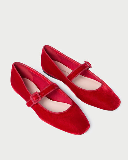 Women Loeffler Randall Ginger Red Velvet Mary Jane