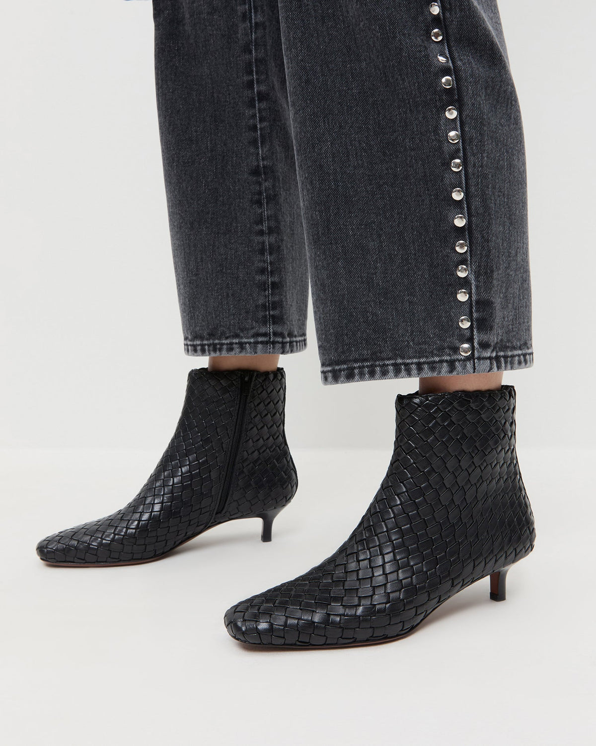Women Loeffler Randall Marcella Black Woven Ankle Boot