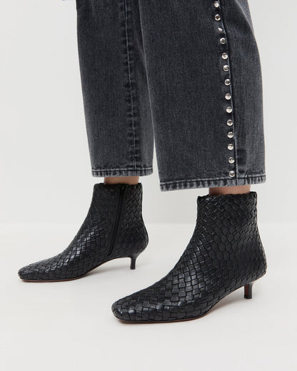 Women Loeffler Randall Marcella Black Woven Ankle Boot