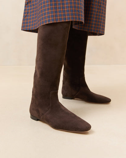 Women Loeffler Randall Lillian Brown Suede Tall Boot