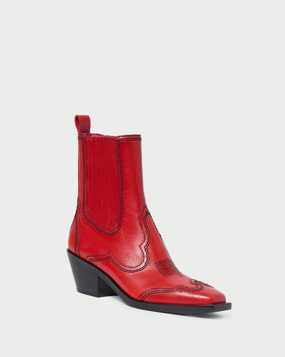Women Loeffler Randall Agnes Red Leather Western Boot