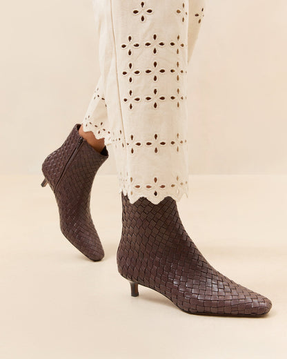 Women Loeffler Randall Marcella Espresso Woven Ankle Boot