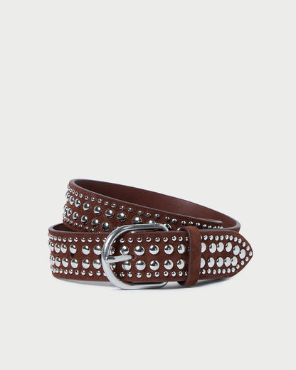 Women Loeffler Randall Isaac Espresso/Silver Studded Belt