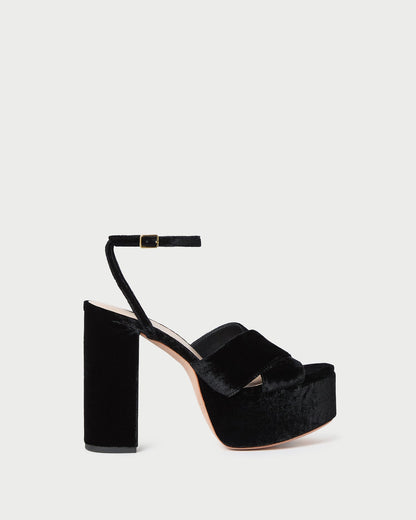 Women Loeffler Randall Loretta Black Velvet Platform Sandal