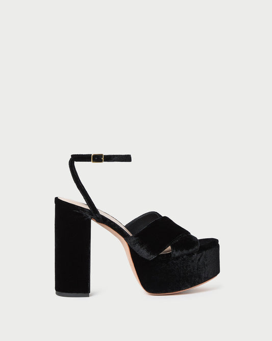 Women Loeffler Randall Loretta Black Velvet Platform Sandal