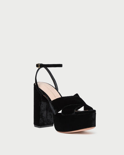 Women Loeffler Randall Loretta Black Velvet Platform Sandal