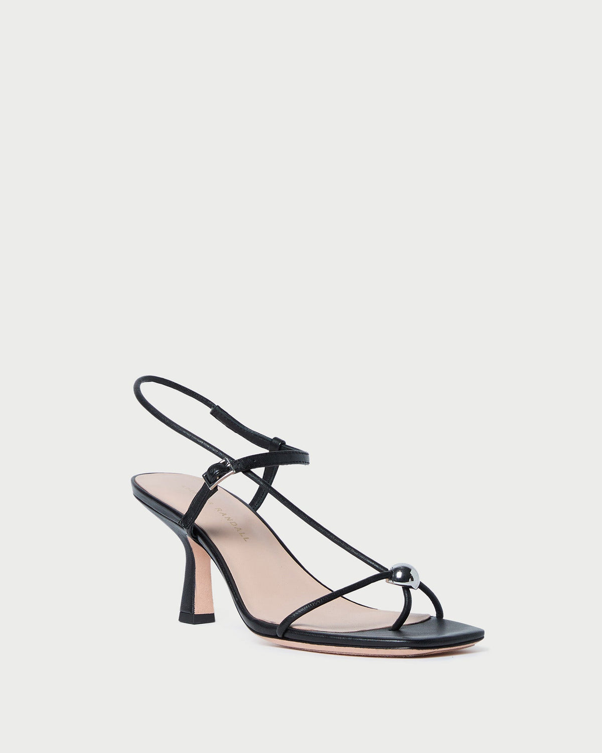 Women Loeffler Randall Triana Black Leather Mid-Heel Sandal