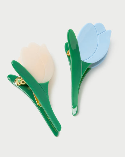 Women Loeffler Randall Juniper Blue/Cream Multi Tulip Clip Set