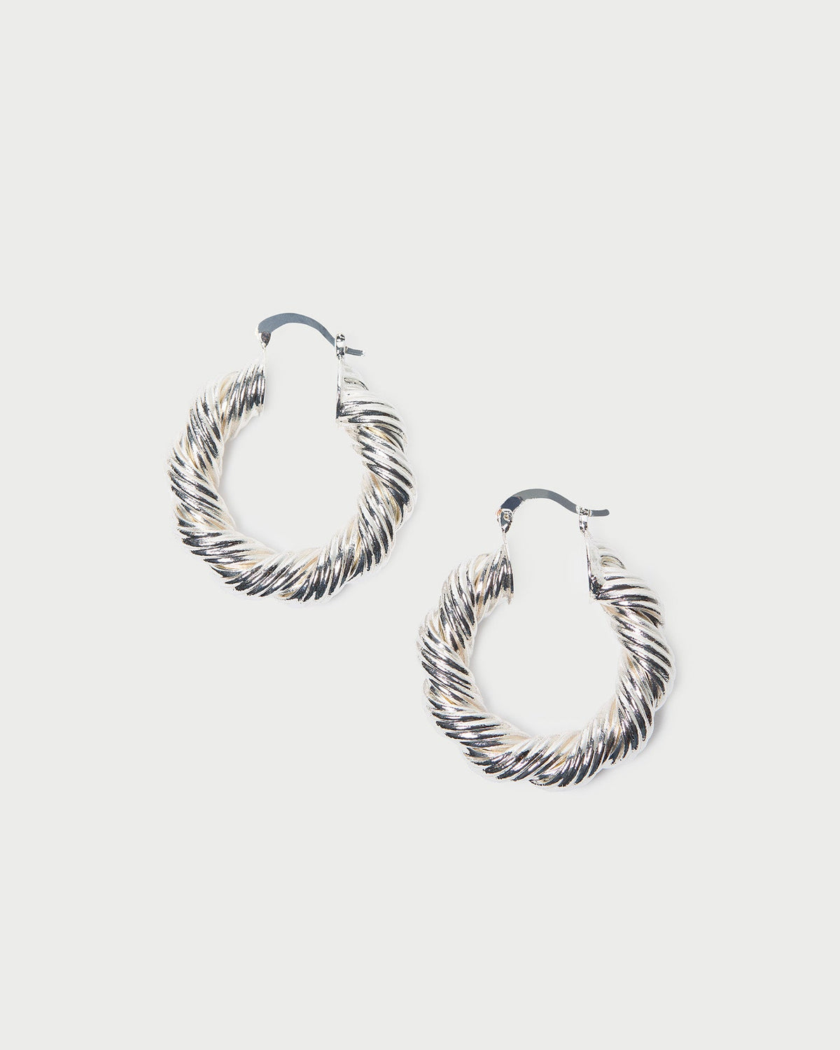 Women Loeffler Randall Atticus Silver Twisted Hoop Earrings