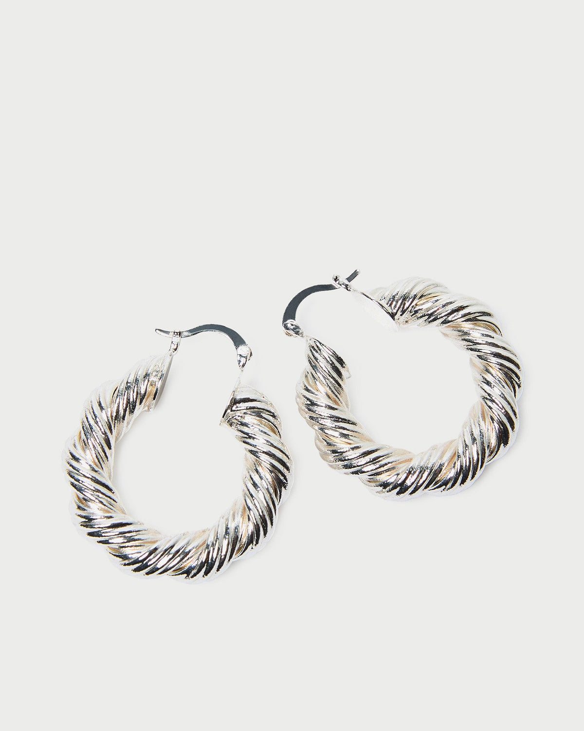 Women Loeffler Randall Atticus Silver Twisted Hoop Earrings
