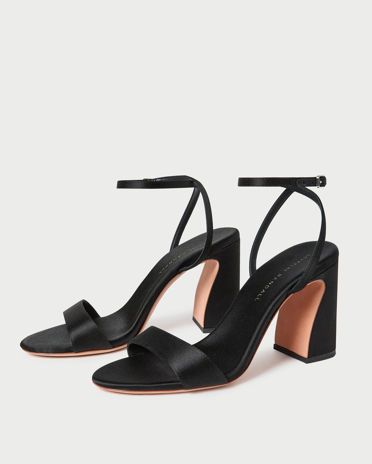 Women Loeffler Randall Malia Black Satin Curved-Heel Sandal