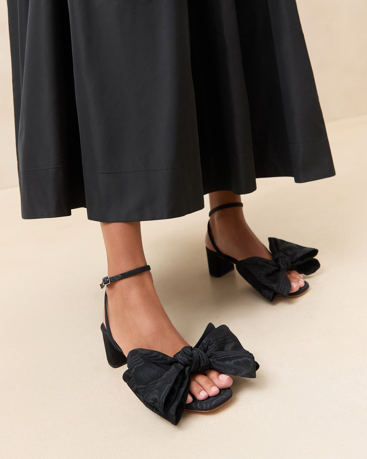 Women Loeffler Randall Carmen Black Moiré Bow Sandal