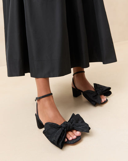 Women Loeffler Randall Carmen Black Moiré Bow Sandal