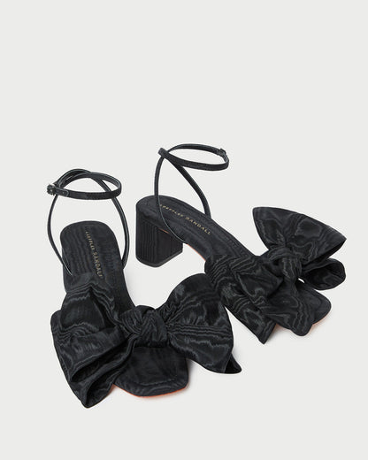Women Loeffler Randall Carmen Black Moiré Bow Sandal