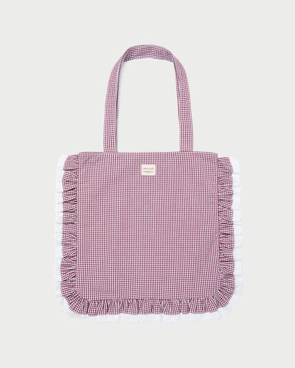 Women Loeffler Randall Justine Maroon Ruffle Tote