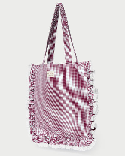 Women Loeffler Randall Justine Maroon Ruffle Tote