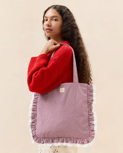 Women Loeffler Randall Justine Maroon Ruffle Tote
