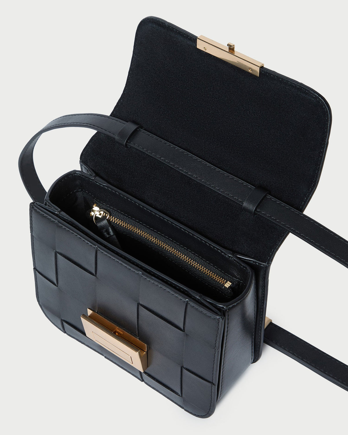 Women Loeffler Randall Desi Black Woven Leather Crossbody