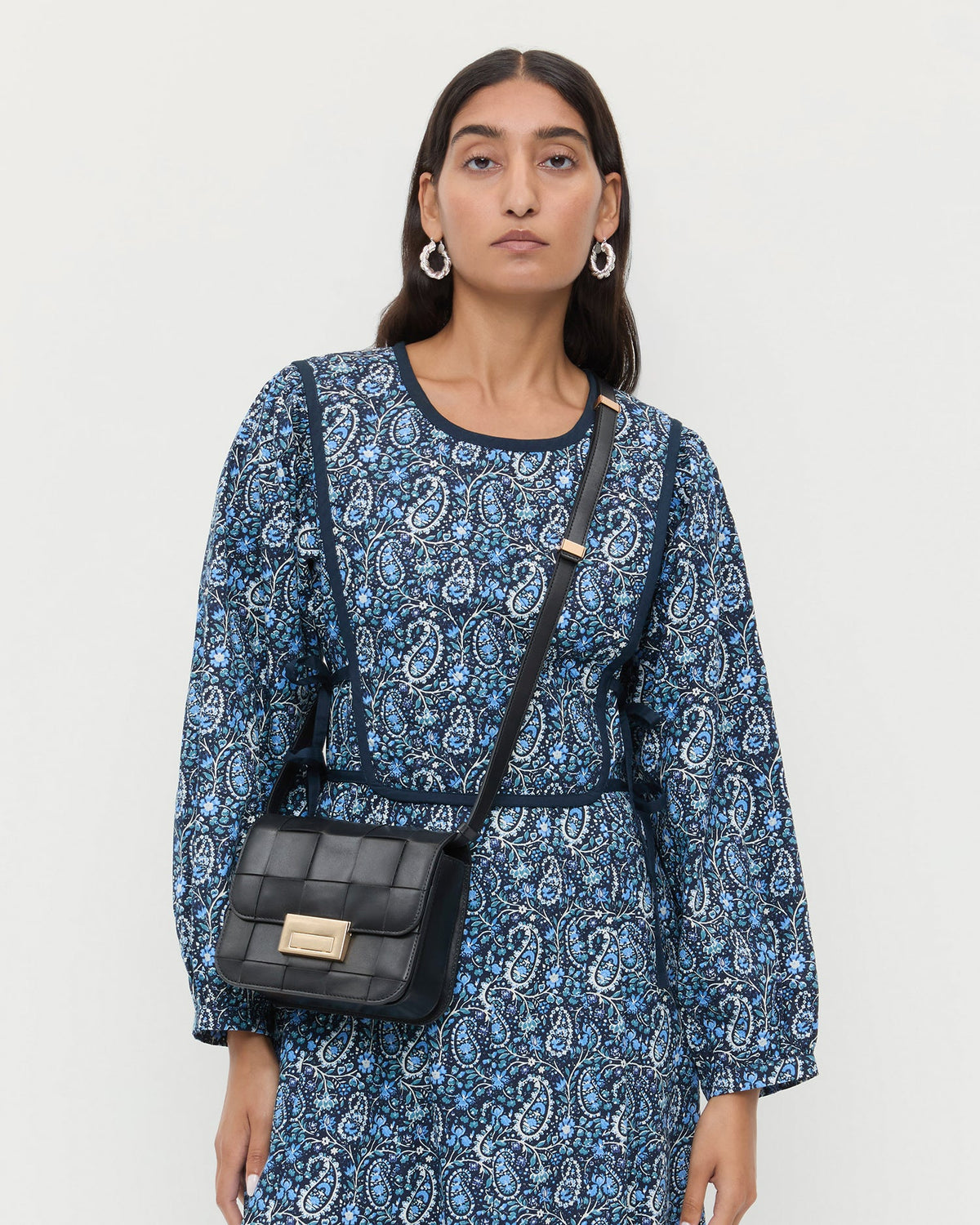 Women Loeffler Randall Desi Black Woven Leather Crossbody
