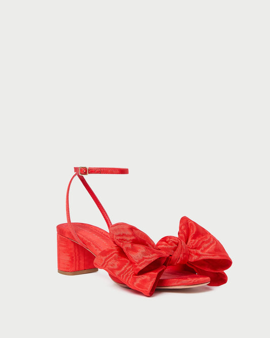 Women Loeffler Randall Carmen Red Moiré Bow Sandal