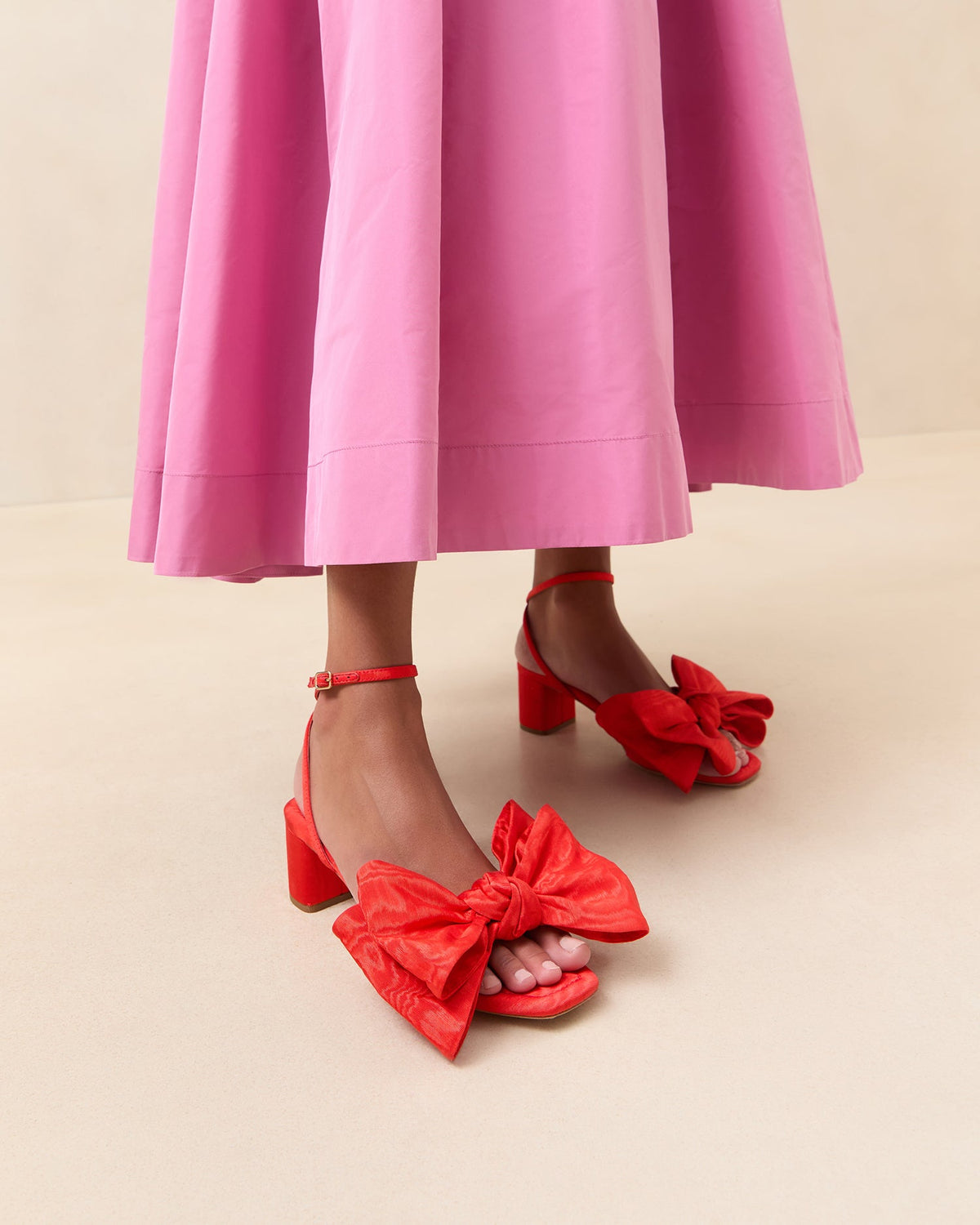 Women Loeffler Randall Carmen Red Moiré Bow Sandal