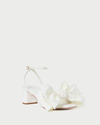 Women Loeffler Randall Carmen Cream Moiré Bow Sandal