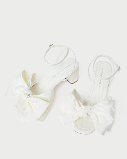 Women Loeffler Randall Carmen Cream Moiré Bow Sandal