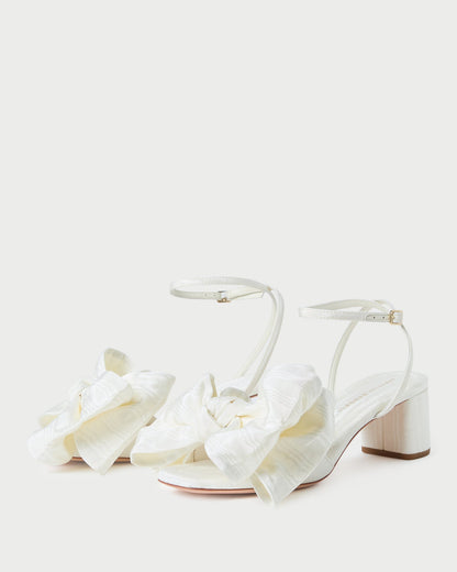 Women Loeffler Randall Carmen Cream Moiré Bow Sandal