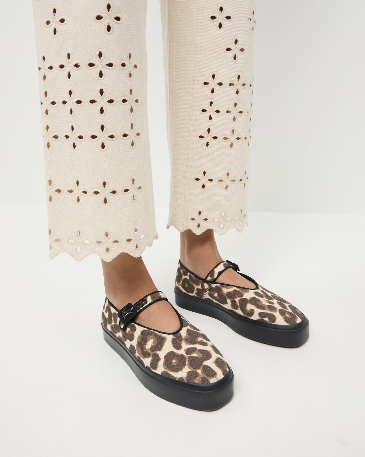 Women Loeffler Randall Cooper Leopard Mary Jane Sneaker