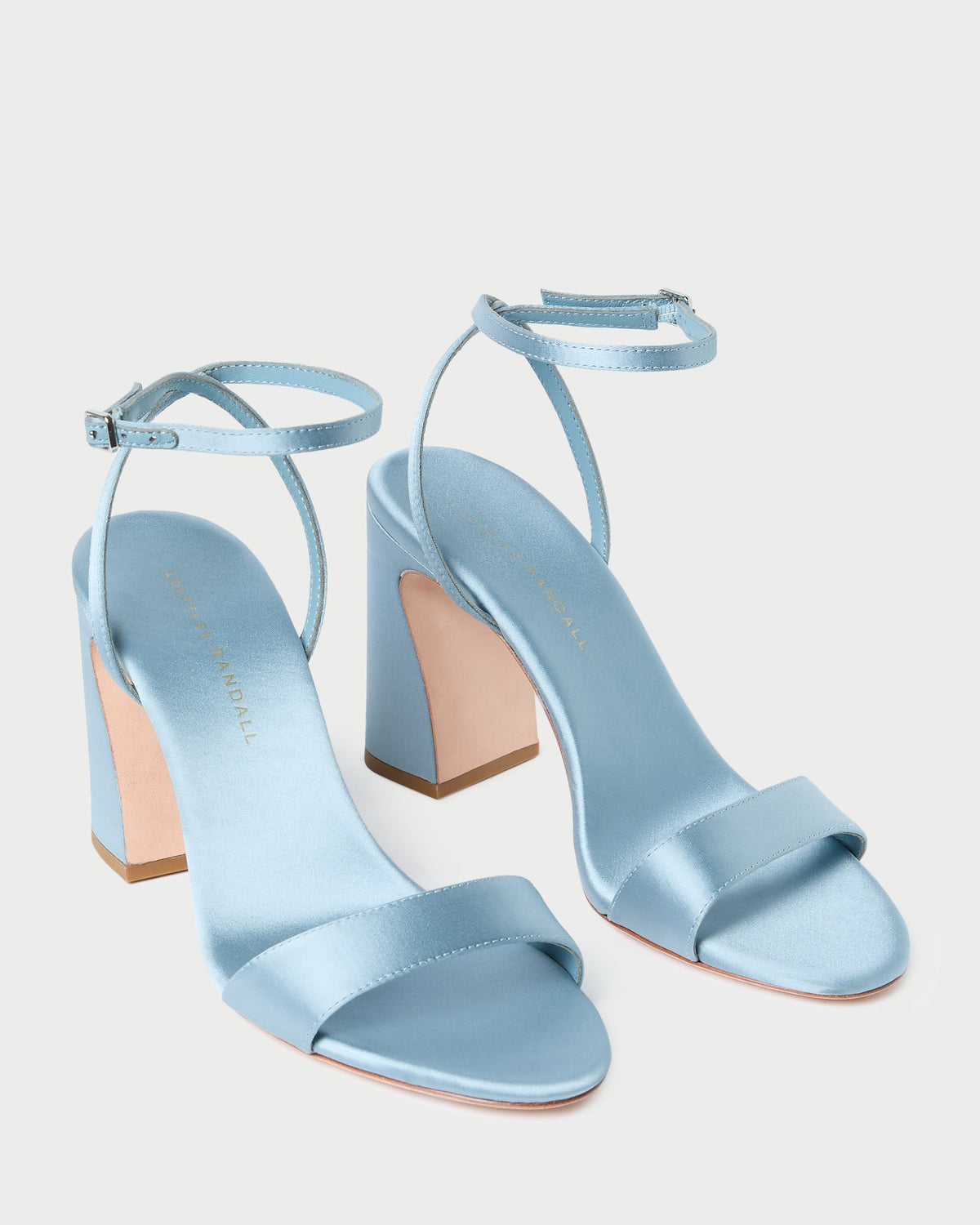 Women Loeffler Randall Malia Blue Satin Curved-Heel Sandal