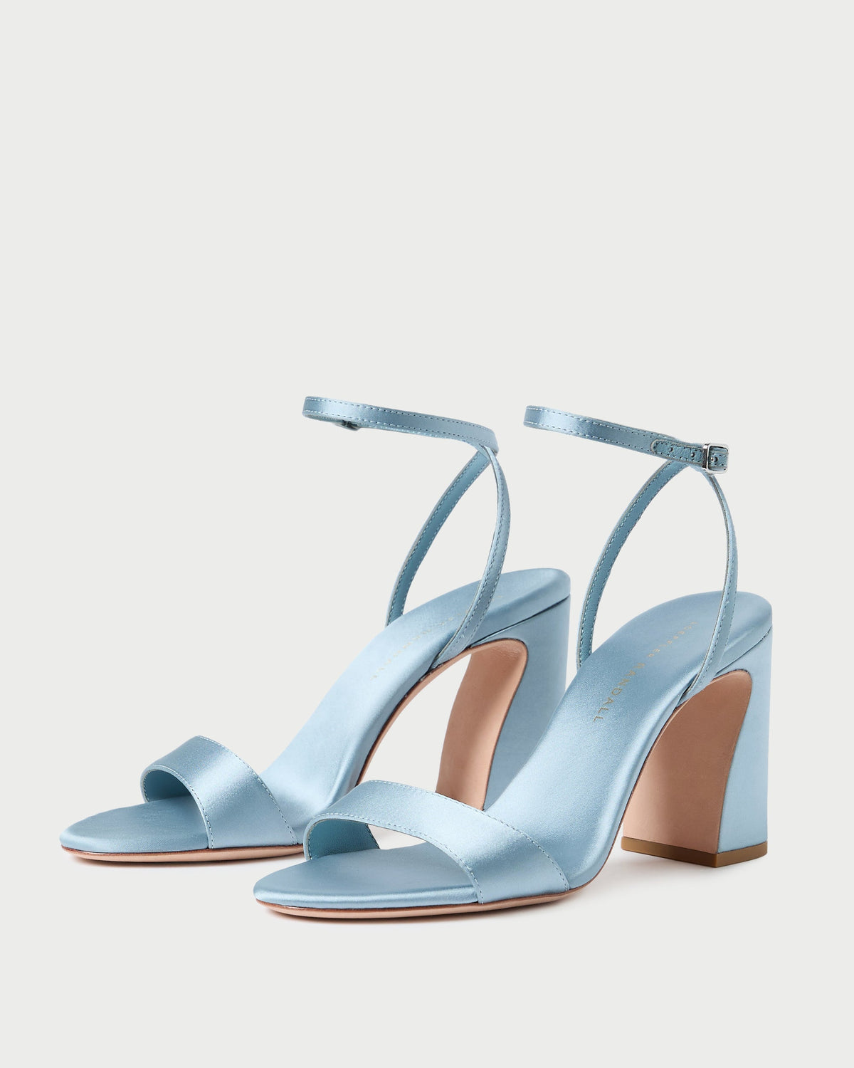Women Loeffler Randall Malia Blue Satin Curved-Heel Sandal