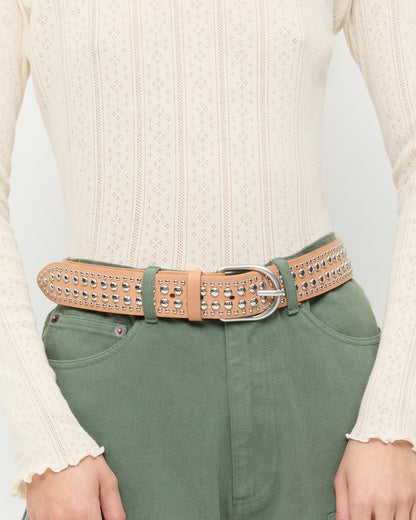 Women Loeffler Randall Isaac Honey/Silver Studded Belt