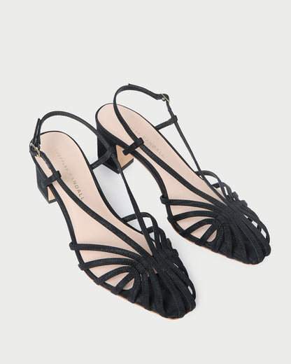 Women Loeffler Randall Priscilla Black Moiré Heeled Sandal