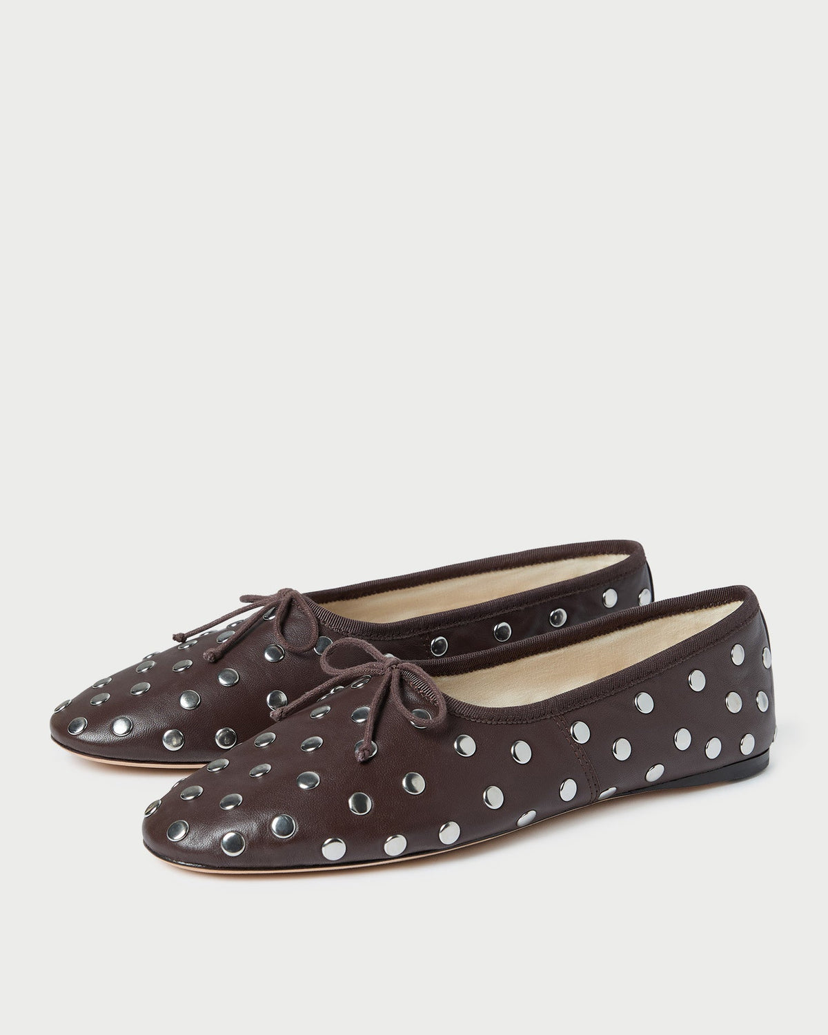 Women Loeffler Randall Landon Espresso/Silver Leather Ballet Flat
