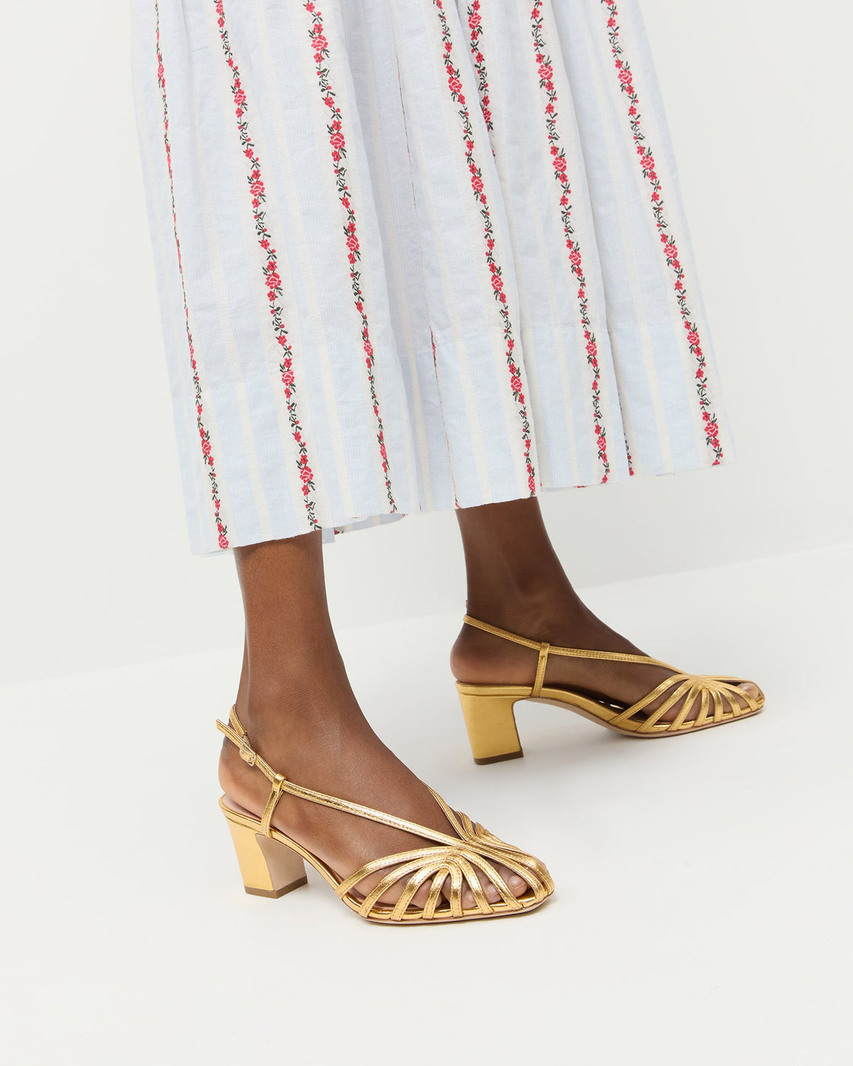 Women Loeffler Randall Priscilla Gold Lattice Heeled Sandal