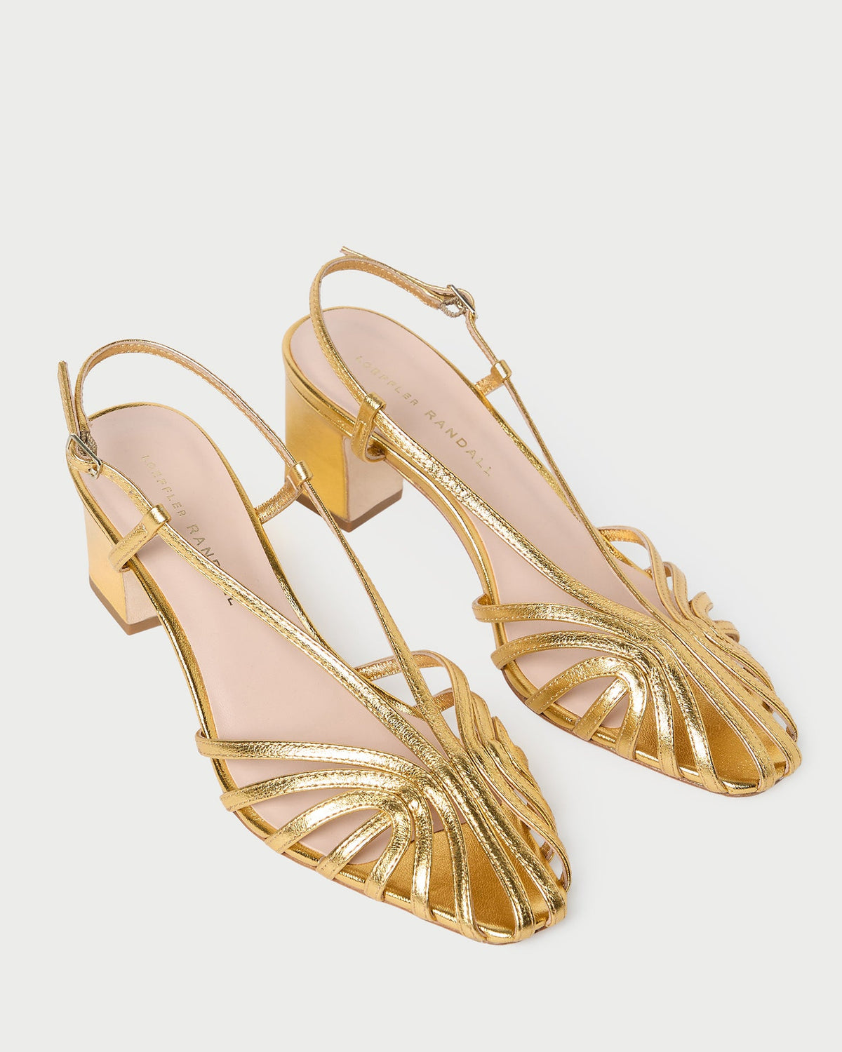 Women Loeffler Randall Priscilla Gold Lattice Heeled Sandal
