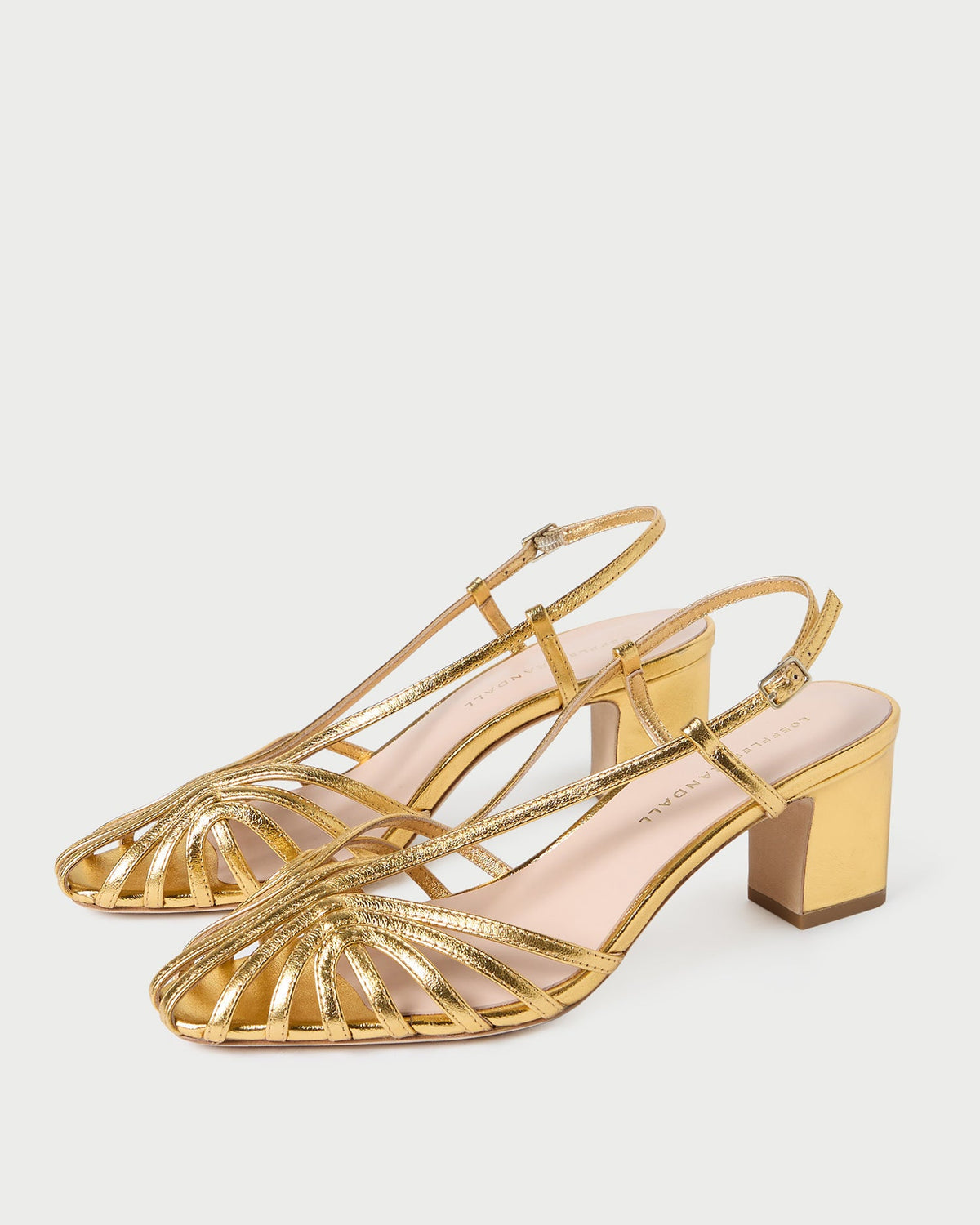 Women Loeffler Randall Priscilla Gold Lattice Heeled Sandal