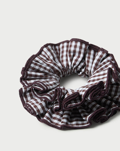 Women Loeffler Randall Felice Brown Gingham Layered Scrunchie
