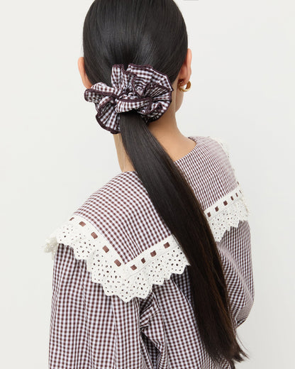 Women Loeffler Randall Felice Brown Gingham Layered Scrunchie