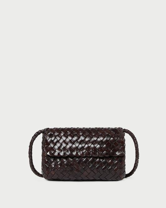 Women Loeffler Randall Vinnie Chocolate Woven Leather Crossbody